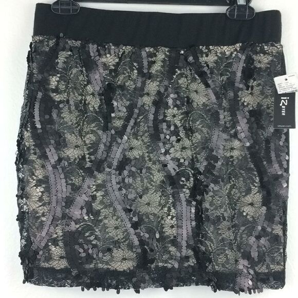 IZ Byer black jersey sequin skirt - Picture 1 of 6